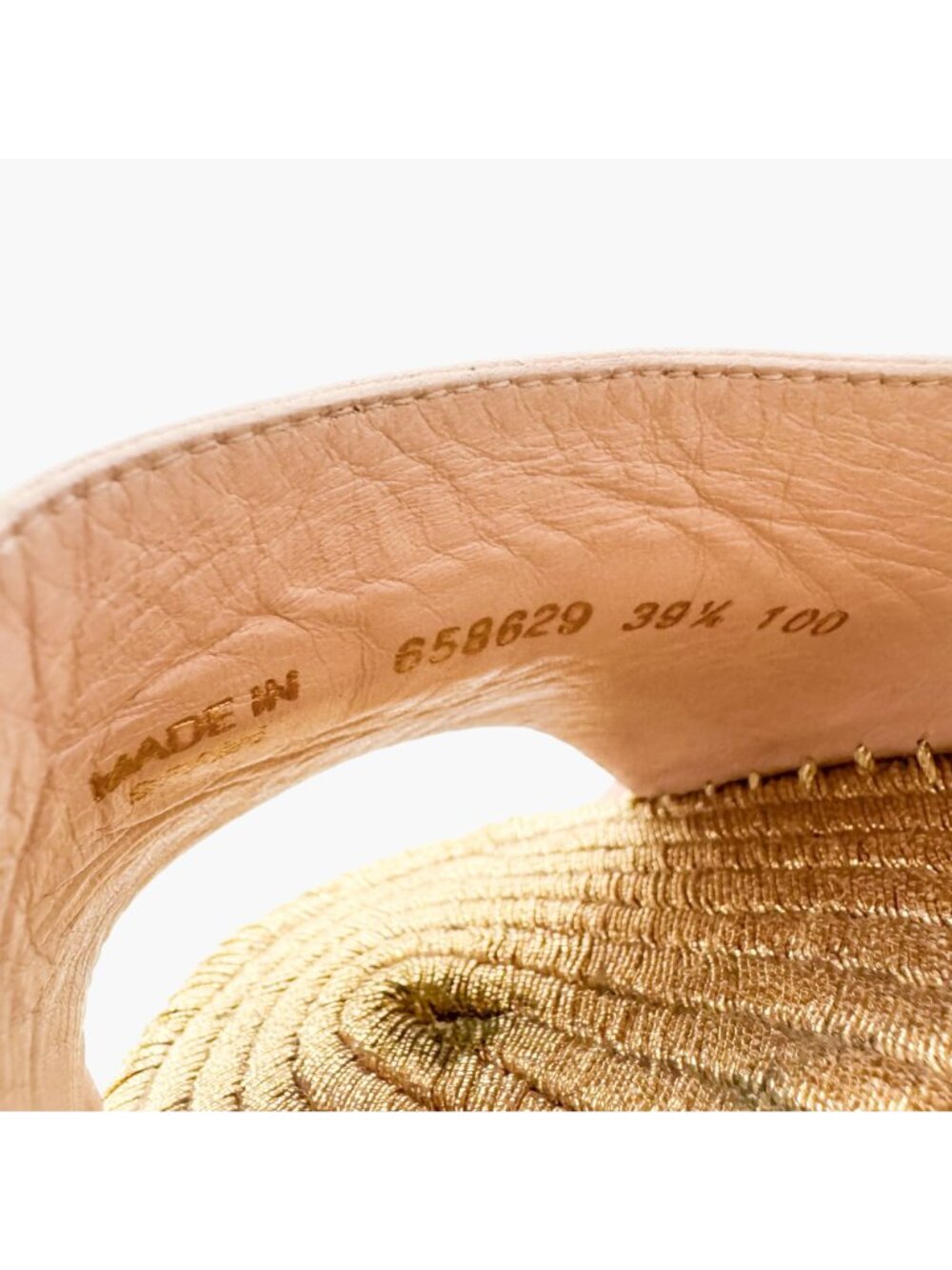Gucci Flor GG Espadrille Wedge Sandals EU 39.5 US 9.5 Pink Gold Platform Heel - Picture 10 of 11